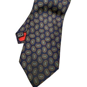 John Comfort London Boyds of Philadelphia Navy Blue Paisley Silk Tie England vtg